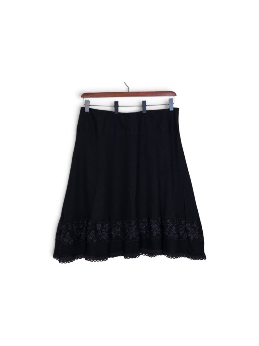 Jones New York Signature Skirt NWT 22W Black Floral Embroidery Lace Trim Lined